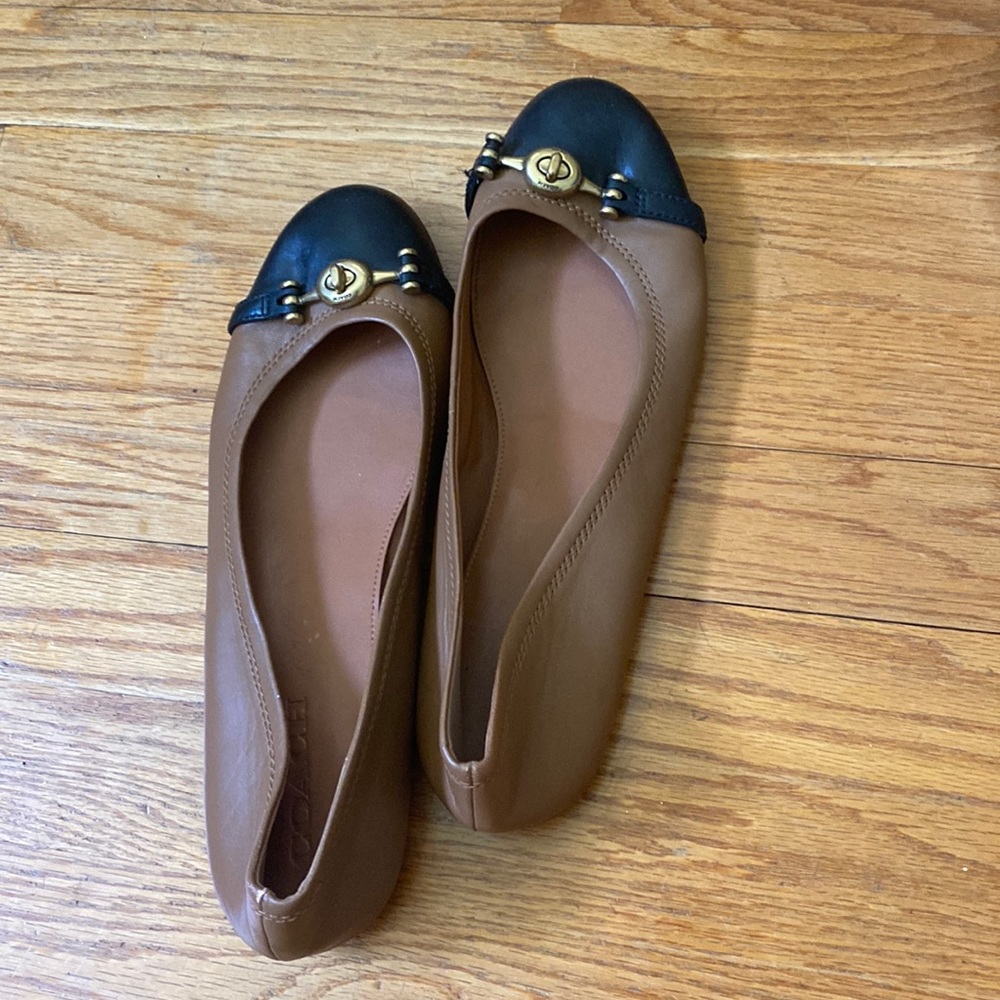 Leather coach flats